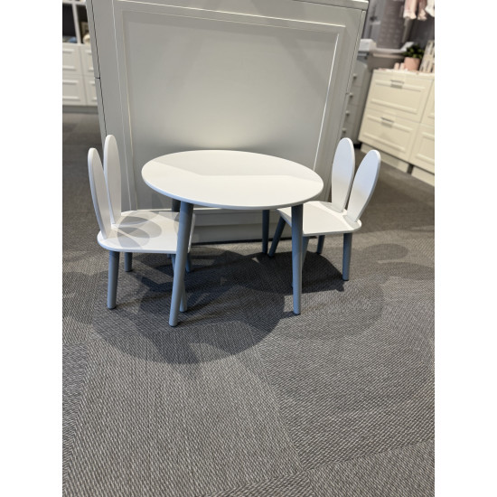 Mēbeļu komplekts apaļais galds + krēsli "Bunny" White/Grey